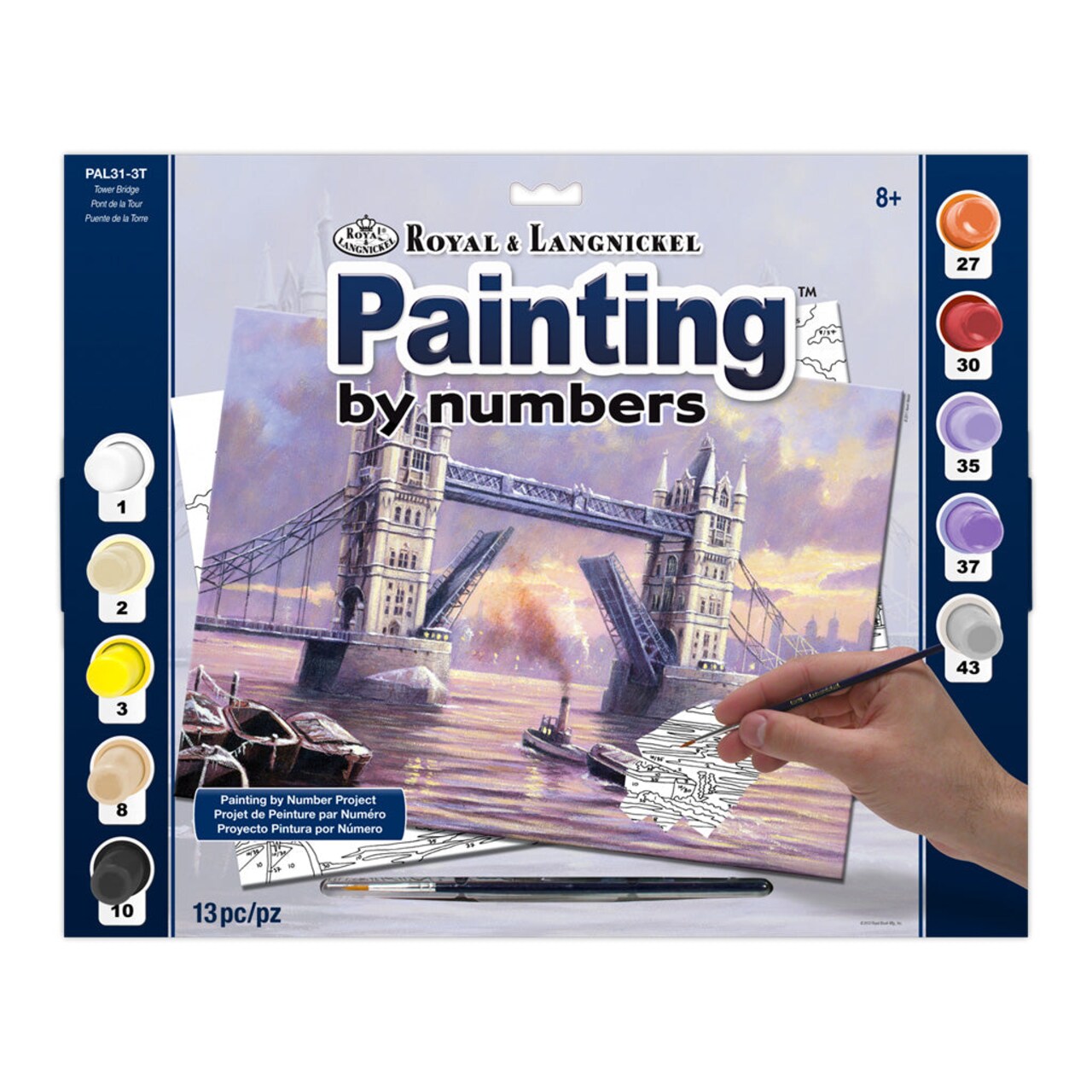 PAL31 | Painting by numbers™ 13pc 11.25" x 13.375" Tower Bridge Painting Project